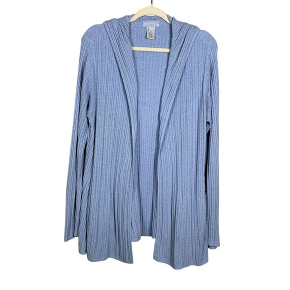 Barefoot Dreams CozyChic Ultra Lite Ribbed Hooded Cardigan Blue A396531 L